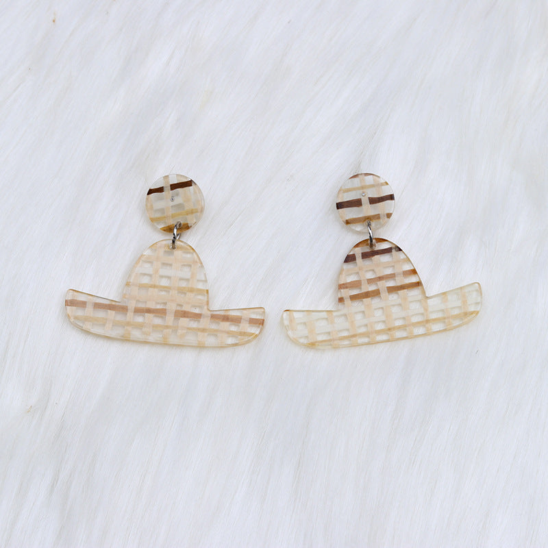 Wholesale Jelly Color Hat Canngue Acrylic Earrings